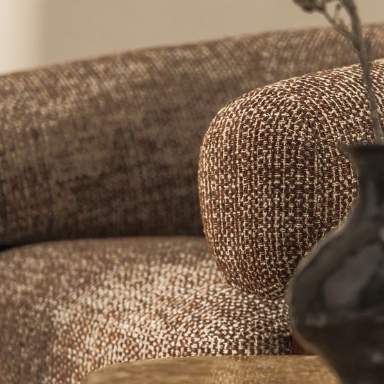 Fauteuil relaxant Maribel brun-crème/noyer, formes arrondies