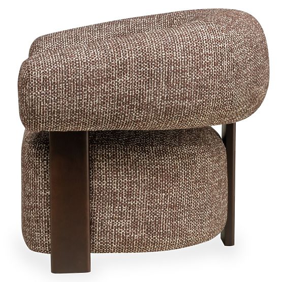 Fauteuil relaxant Maribel brun-crème/noyer, formes arrondies