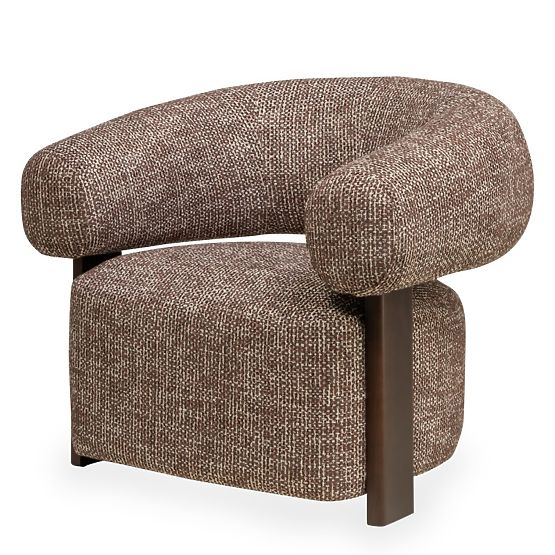 Fauteuil relaxant Maribel brun-crème/noyer, formes arrondies