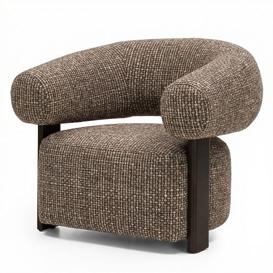 Fauteuil relaxant Maribel brun-crème/noyer, formes arrondies