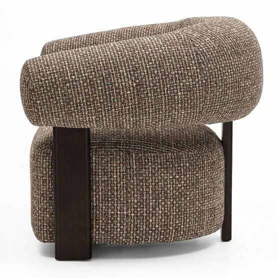Fauteuil relaxant Maribel brun-crème/noyer, formes arrondies