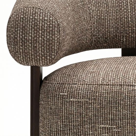 Fauteuil relaxant Maribel brun-crème/noyer, formes arrondies