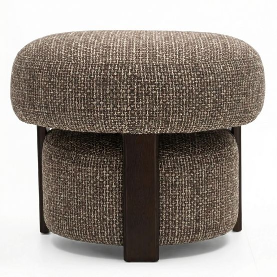 Fauteuil relaxant Maribel brun-crème/noyer, formes arrondies
