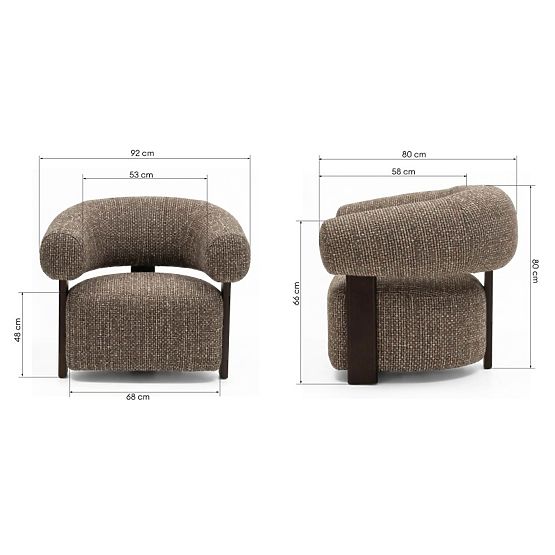 Fauteuil relaxant Maribel brun-crème/noyer, formes arrondies