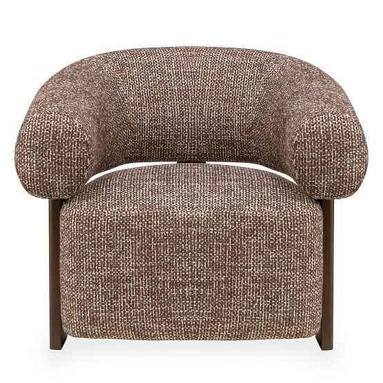 Fauteuil relaxant Maribel brun-crème/noyer, formes arrondies