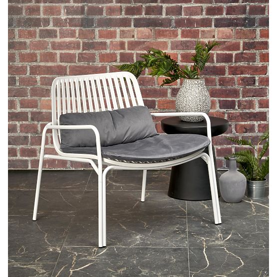 Fauteuil relaxant MELBY, cadre - blanc, revêtement - gris (2p=6pcs)
