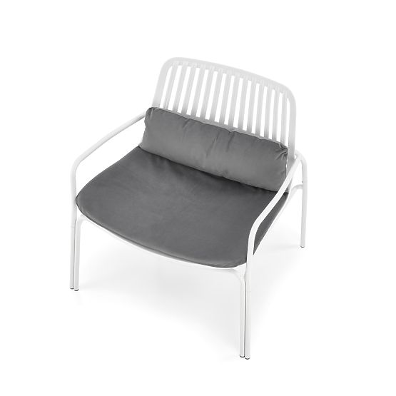 Fauteuil relaxant MELBY, cadre - blanc, revêtement - gris (2p=6pcs)