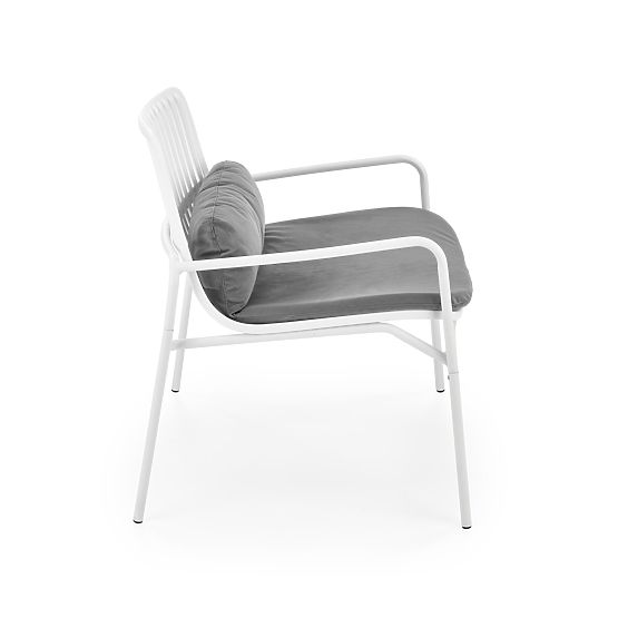 Fauteuil relaxant MELBY, cadre - blanc, revêtement - gris (2p=6pcs)