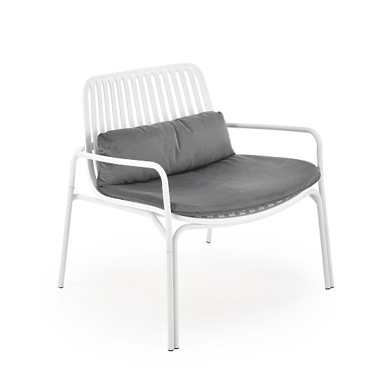 Fauteuil relaxant MELBY, cadre - blanc, revêtement - gris (2p=6pcs)