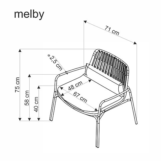 Fauteuil relaxant MELBY, cadre - blanc, revêtement - gris (2p=6pcs)