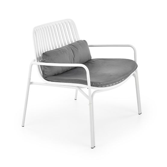 Fauteuil relaxant MELBY, cadre - blanc, revêtement - gris (2p=6pcs)