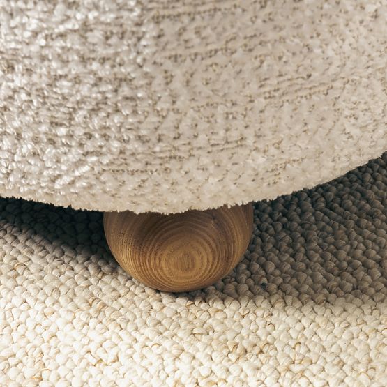 Fauteuil relaxant Monroe beige/naturel, formes arrondies, pieds boules