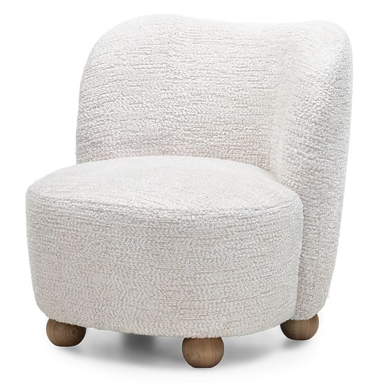 Fauteuil relaxant Monroe beige/naturel, formes arrondies, pieds boules