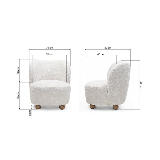 Fauteuil relaxant Monroe beige/naturel, formes arrondies, pieds boules