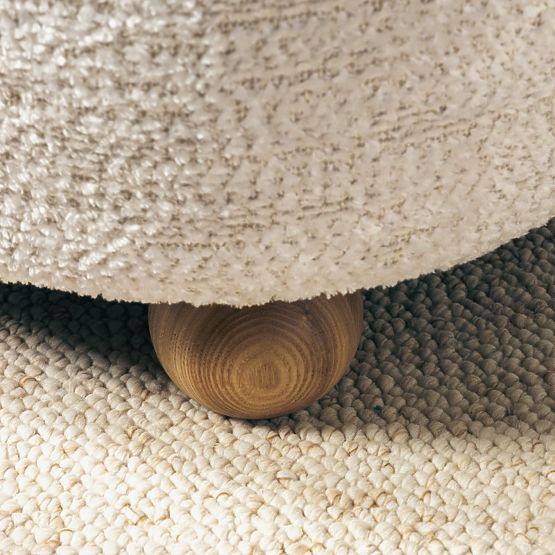 Fauteuil relaxant Monroe beige/naturel, formes arrondies, pieds boules