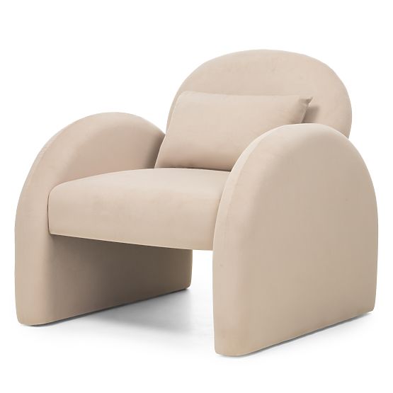 Fauteuil relaxant Rainbow beige clair, en velours, arrondi