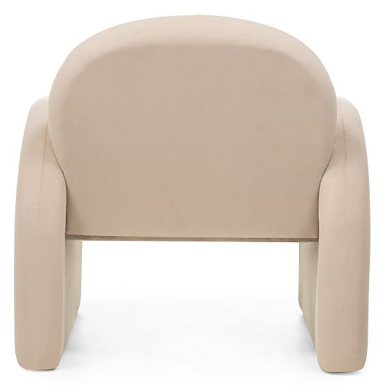 Fauteuil relaxant Rainbow beige clair, en velours, arrondi