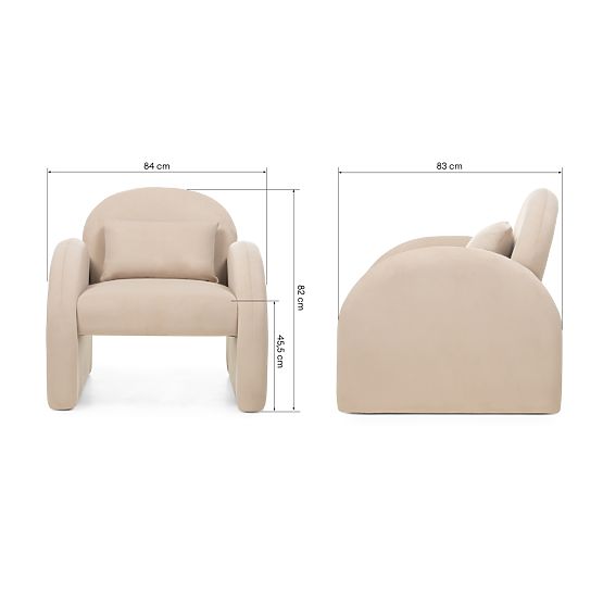 Fauteuil relaxant Rainbow beige clair, en velours, arrondi