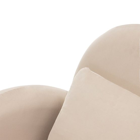 Fauteuil relaxant Rainbow beige clair, en velours, arrondi