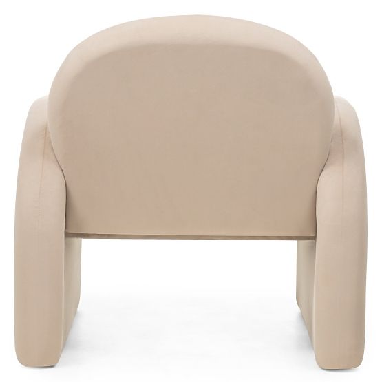Fauteuil relaxant Rainbow beige clair, en velours, arrondi