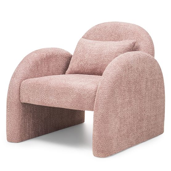 Fauteuil Relaxant Rainbow rose, boucle, arrondi