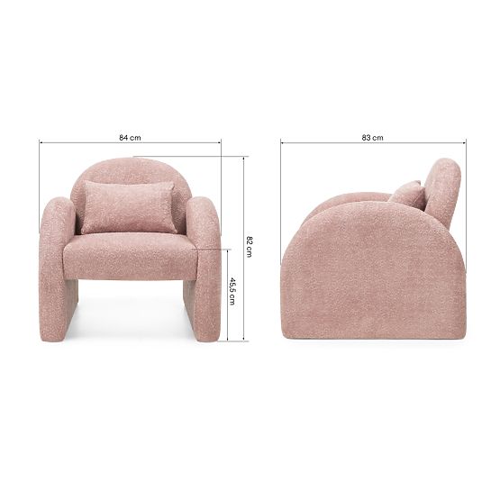 Fauteuil Relaxant Rainbow rose, boucle, arrondi