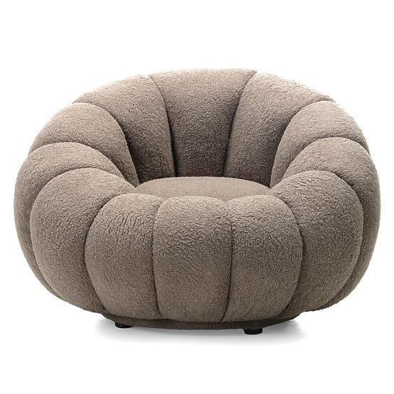 Fauteuil relaxant Venezia cappuccino avec base pivotante, boucle, formes arrondies