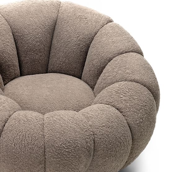 Fauteuil relaxant Venezia cappuccino avec base pivotante, boucle, formes arrondies
