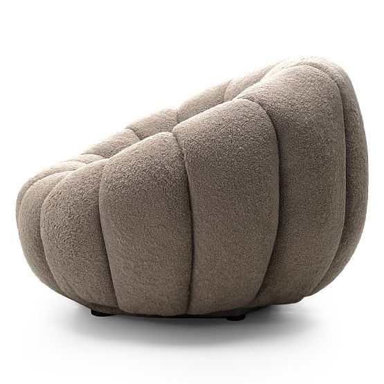 Fauteuil relaxant Venezia cappuccino avec base pivotante, boucle, formes arrondies