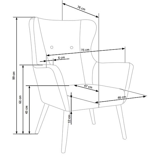 Fauteuil rembourré COTTO - bleu