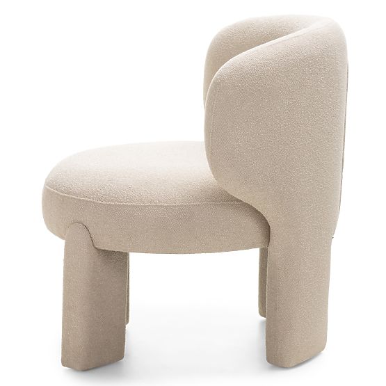 Fauteuil rembourré Elaine beige, boucle, formes arrondies