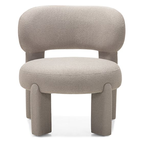 Fauteuil rembourré Falone gris-beige, boucle, arrondi