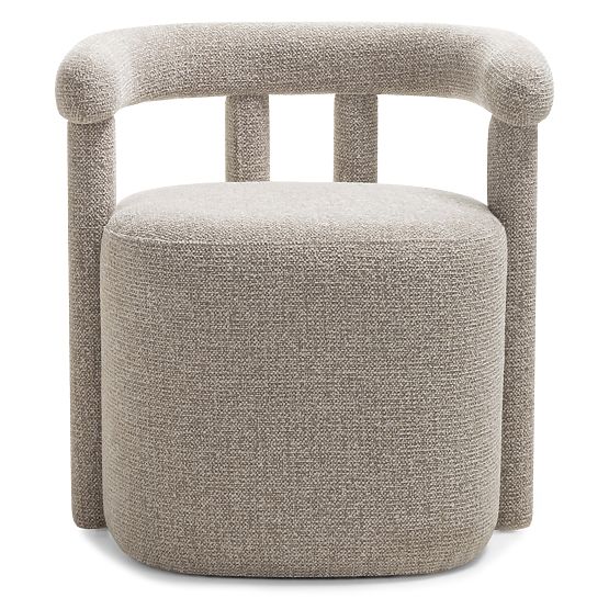 Fauteuil rembourré Glen gris, formes arrondies