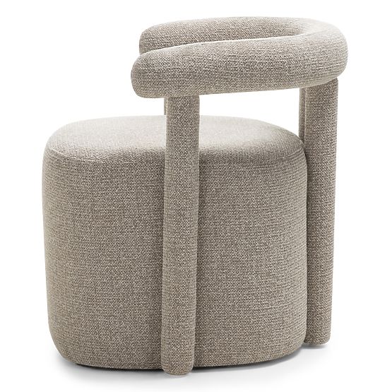Fauteuil rembourré Glen gris, formes arrondies