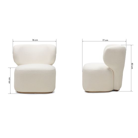Fauteuil rembourré Imai blanc, formes arrondies