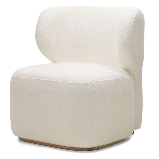 Fauteuil rembourré Imai blanc, formes arrondies