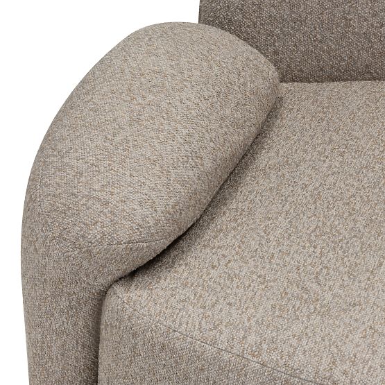 Fauteuil rembourré Sheli beige-gris chiné, boucle, formes arrondies