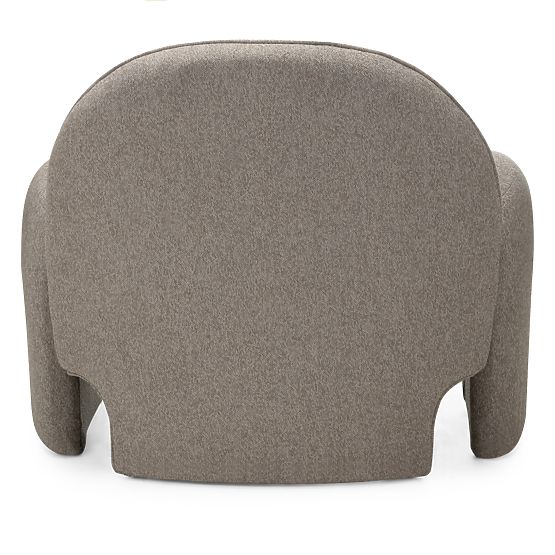 Fauteuil rembourré Sheli beige-gris chiné, boucle, formes arrondies