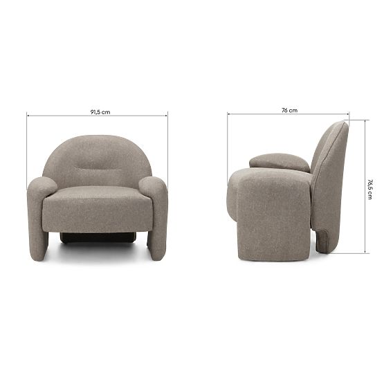 Fauteuil rembourré Sheli beige-gris chiné, boucle, formes arrondies
