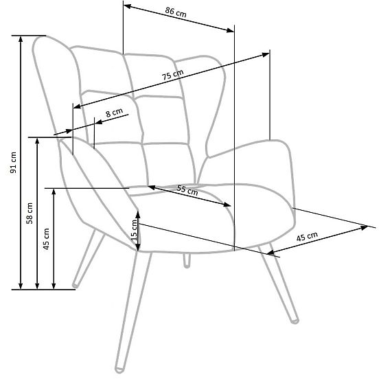 Fauteuil rembourré Tyrion - cannelle
