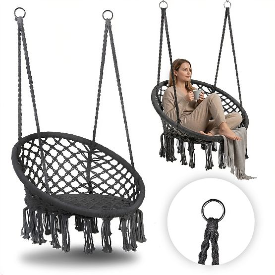 Fauteuil suspendu bohème balançoire de jardin nid de cigogne gris MultiGarden