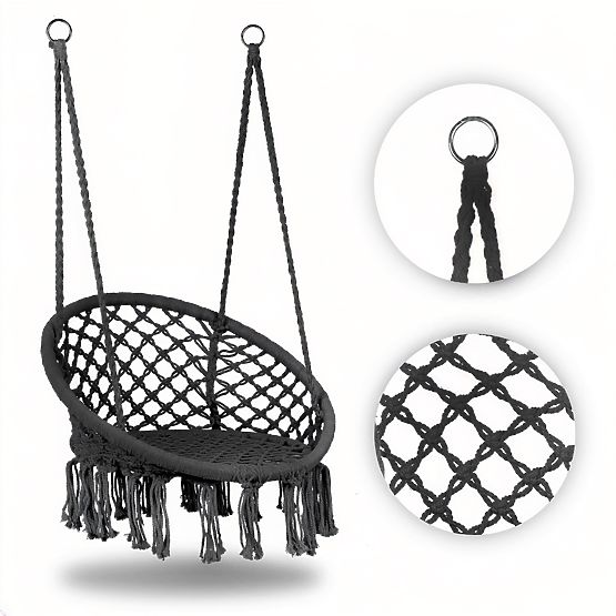 Fauteuil suspendu bohème balançoire de jardin nid de cigogne gris MultiGarden