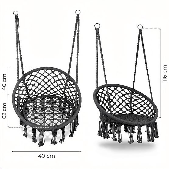 Fauteuil suspendu bohème balançoire de jardin nid de cigogne gris MultiGarden
