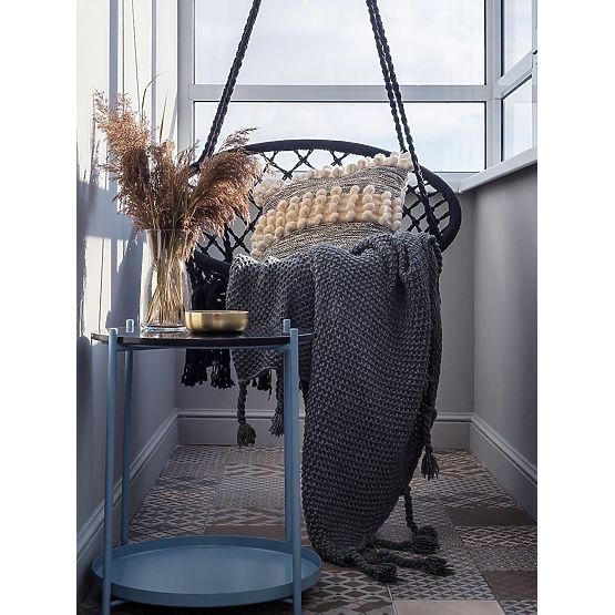 Fauteuil suspendu boho avec coussin noir 490129A