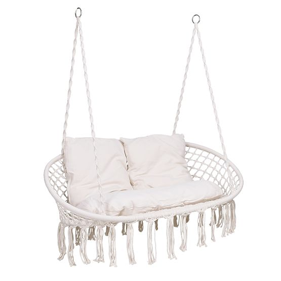 Fauteuil suspendu Nid de Cigogne LAGOS crème avec coussins