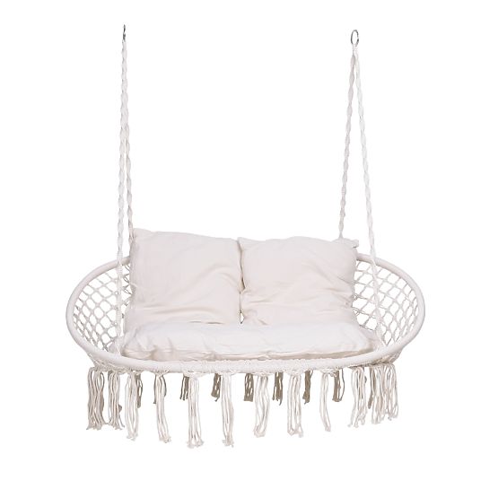Fauteuil suspendu Nid de Cigogne LAGOS crème avec coussins