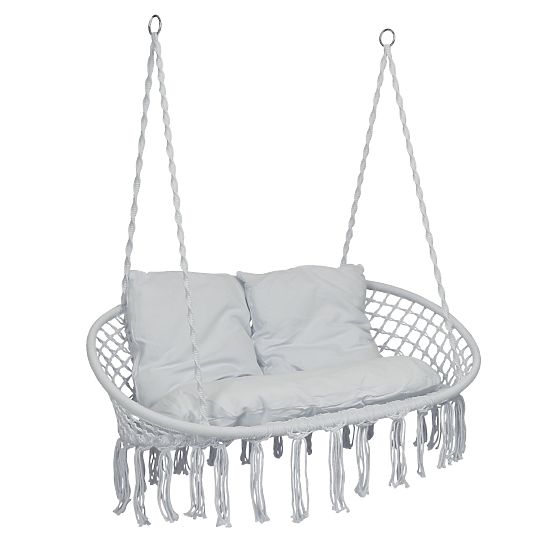 Fauteuil suspendu Nid de Cigogne LAGOS gris avec coussins