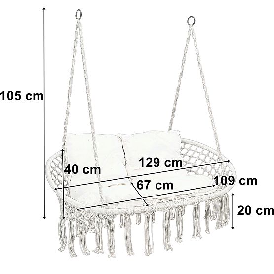Fauteuil suspendu Nid de Cigogne LAGOS gris avec coussins