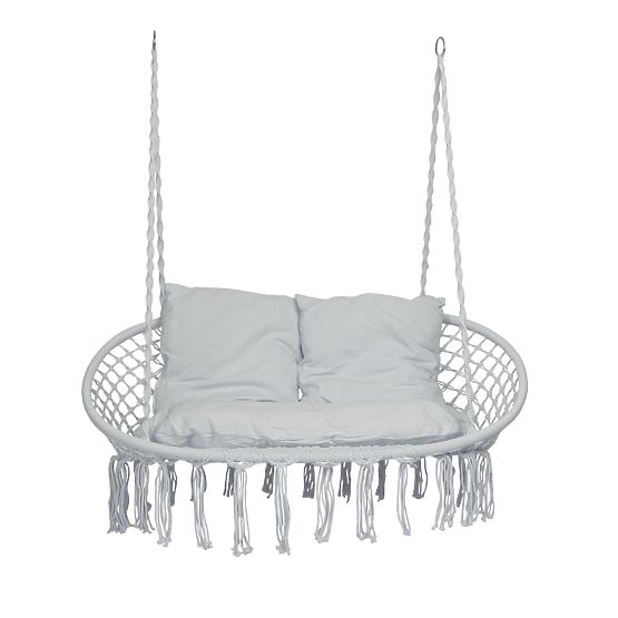 Fauteuil suspendu Nid de Cigogne LAGOS gris avec coussins
