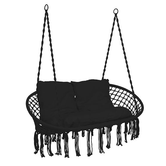 Fauteuil suspendu Nid de Cigogne LAGOS noir avec coussins